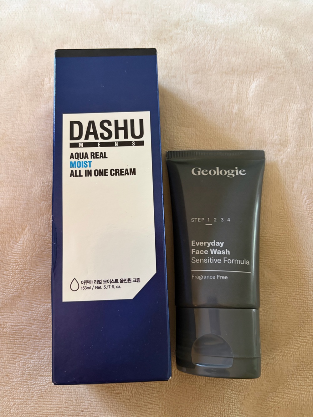 Dashu Men's Aqua Real Moist All in One Cream & Geologie Everyday Men's Face Wash